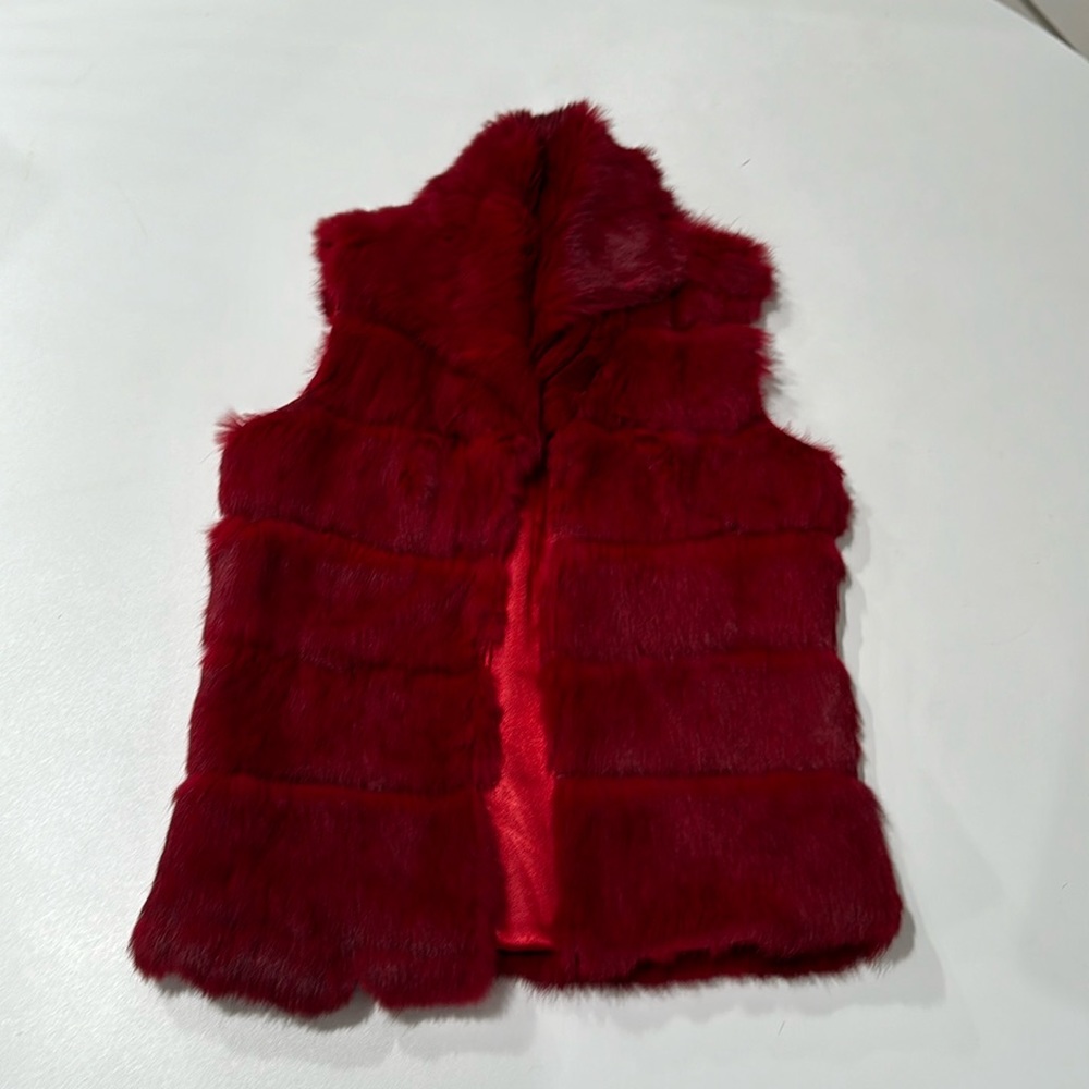 Red Faux Fur Vest (Size S)